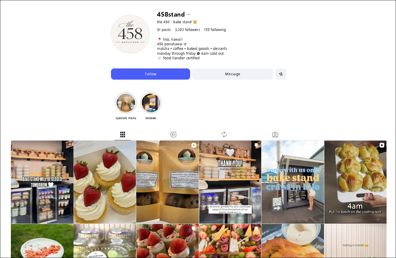 The 458 Bake Stand Instagram - cupcakes, cookies, and pastries in Hilo
